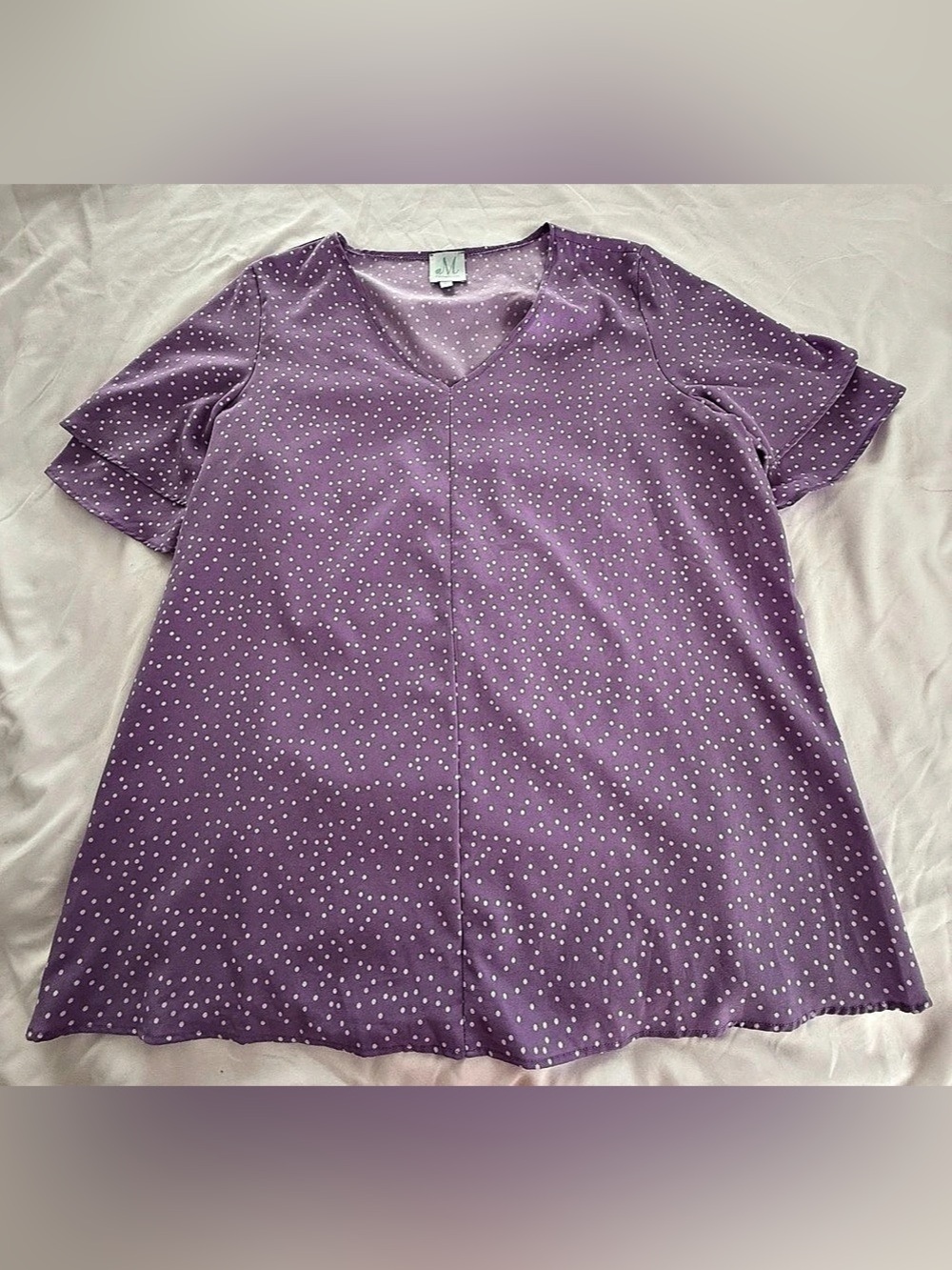 Purple Polka Dot Short Sleeve Blouse